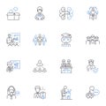 Skill-building line icons collection. Adaptability, Creativity, Critical thinking, Leadership, Time management, Focus