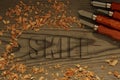 Skill carved in wood with chisels