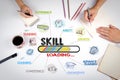 Skill Concept. Chart with keywords and icons. The meeting at the white office table Royalty Free Stock Photo