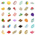 Skill icons set, isometric style