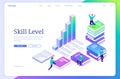 Skill level isometric landing page, education