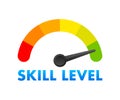 Skill Level Meter, measuring scale. Skill Level speedometer indicator. Vector stock illustration Royalty Free Stock Photo