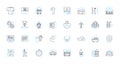 Skill Sessions linear icons set. Agility, Balance, Coordination, Endurance, Speed, Strength, Flexibility line vector and