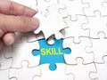 Skill, text words typography written under jigsaw puzzle, life and business motivational inspirational