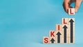 Skill training. Personal development and promoted employee. education, learning, ability. Upskilling and personal