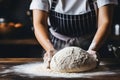 skilled artisan hands. precisely blending flour and eggs to create the perfect dough shape