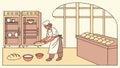 Skilled Baker Preparing Dough in a Traditional Bakery Kitchen, vector design Generative AI Royalty Free Stock Photo