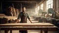 Skilled Carpenter Posing in Traditional Woodworking Workshop Royalty Free Stock Photo