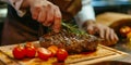 Masterful Culinary Creation: Slicing Succulent Steak