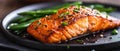 Skilled Chef Expertly Cooks Flavorful Salmon Fillets With Crisp Green Beans