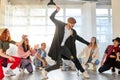 skilled and confident dancer man dancing hip-hop routine Royalty Free Stock Photo