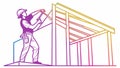Skilled Construction Worker Assembling Building Framework, vector design Generative AI Royalty Free Stock Photo