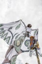 A skilled female stilt-walker warms up for competition at the Queen`s Park Savannah in Port-of-Spain III