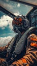 Fighter Pilot Sitting in Cockpit Royalty Free Stock Photo