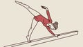 Skilled Gymnast Performing on a Balance Beam, vector design Generative AI Royalty Free Stock Photo