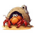 Skilled hermit crab becomes a famous architect in cartoon style isolated on a white background Royalty Free Stock Photo