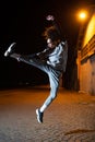 Skilled male dancer at night Royalty Free Stock Photo