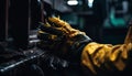 A skilled metal worker welding machinery with protective workwear generated by AI Royalty Free Stock Photo