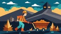 A skilled miner operating a ting machine expertly navigating around natural obstacles and seams to extract the maximum