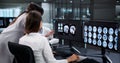 Skilled Neurologists Carefully Analyzing Brain Scans Royalty Free Stock Photo