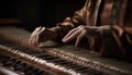 Skilled pianist playing classical music indoors with focus generated by AI