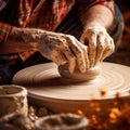 Skilled Potter Creating Masterpiece on Spinning Wheel