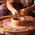 Skilled Potter Creating Masterpiece on Spinning Wheel
