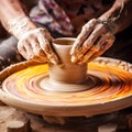 Skilled Potter Creating Masterpiece on Spinning Wheel