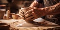 A Skilled Potter Shaping Clay Into A Beautiful Vase