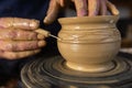 Skilled Potter Shaping Clay on a Wheel Royalty Free Stock Photo
