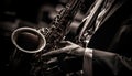 The skilled saxophonist blowing elegant music on stage with focus