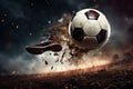 Skilled Soccer ball kick player. Generate Ai Royalty Free Stock Photo