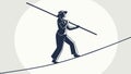Skilled Tightrope Walker Balancing with Pole, Focused Performance, vector design Generative AI Royalty Free Stock Photo