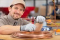 Skilled tradesman soldering copper pipe