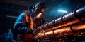 skilled welders joining sections of the pipeline to ensure a secure connection. Generative AI