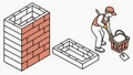 Skilled Worker Laying Bricks, Constructing a Solid Foundation, vector design Generative AI Royalty Free Stock Photo