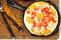 Skillet Baked Eggs with Tomato and Pepper