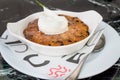 Skillet Cookie with ice cream Ready to Eat. Royalty Free Stock Photo