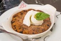 Skillet Cookie with ice cream Ready to Eat. Royalty Free Stock Photo