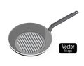 Skillet. Empty frying pan grill isolated on white background. Kitchen utensils for cooking food. Vector illustration Royalty Free Stock Photo