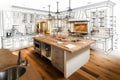 Skillful hands craft a cohesive kitchen design through drawings and photos