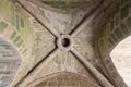 Skillful stone laying on the tower ceiling of medieval castle of Carcassonne town Royalty Free Stock Photo