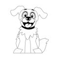Skillfully puppy in a energize shape, basic for children's coloring books. Cartoon style, Vector Illustration