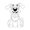 Skillfully puppy in a energize shape, squeezing for children's coloring books. Cartoon style, Vector Illustration