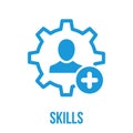 Skills icon with add sign. Skills icon and new, plus, positive symbol