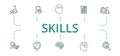 Skills icon set. Contains editable icons theme such as geography, neurobiology, logics and more.