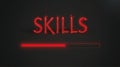 Skills Loading Progress Bar With Red Neon Text Royalty Free Stock Photo