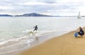 Skimboarding in San Francisco Bay, California