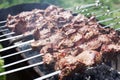 Skimmed meat on skewers