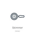 Skimmer icon. Thin linear skimmer outline icon isolated on white background from kitchen collection. Line vector skimmer sign, Royalty Free Stock Photo